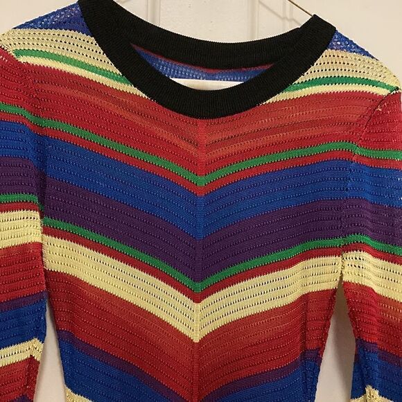 Inspired Rainbow Diagonal Striped Breathable Knitted Dress. Size XS. - Picture 4 of 7
